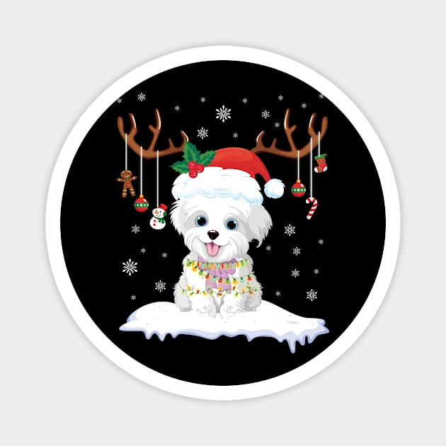 Morkie Reindeer Santa Noel Costume DancE On Snow Merry Xmas Magnet by bakhanh123